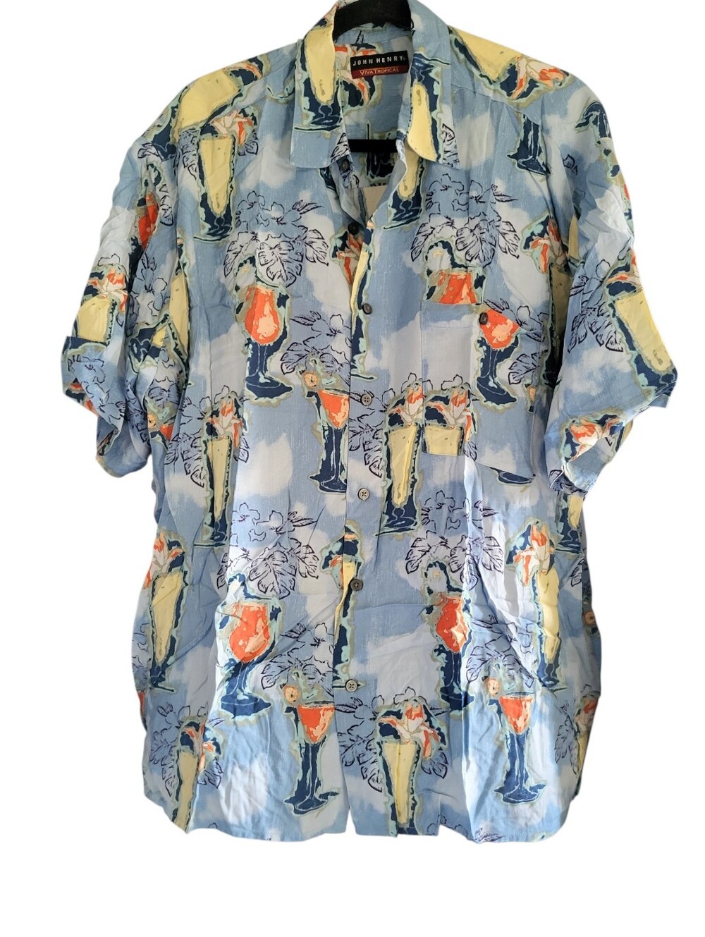 John Henry Hawaiian Button Down Shirt sz XL